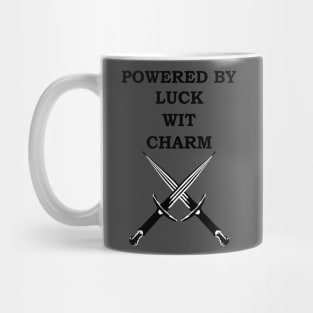 POWERED BY LUCK WIT CHARM ROGUE 5E Meme RPG Class Mug